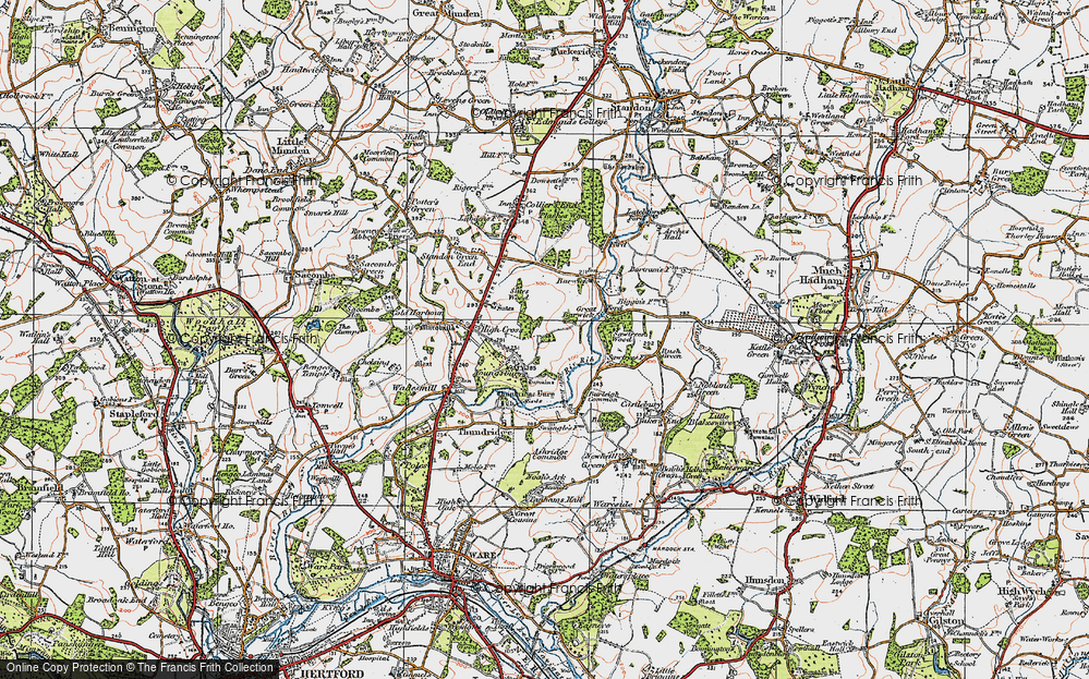 Old Map of Youngsbury, 1919 in 1919