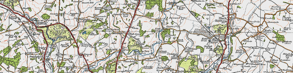 Old map of Youngsbury in 1919