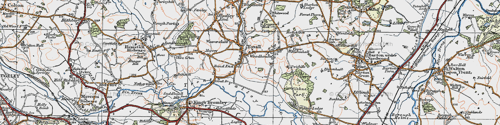 Old map of Yoxall in 1921
