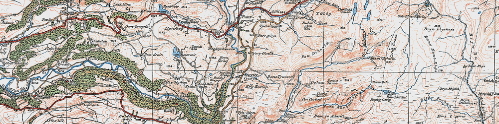 Old map of Afon Merin in 1922
