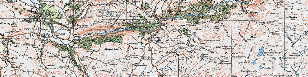 Old map of Ysbyty Ystwyth in 1922