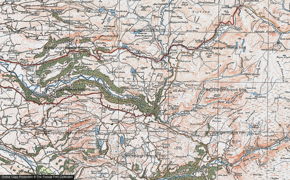 Old Map of Historic Map covering Allt-y-Gigfran in 1922