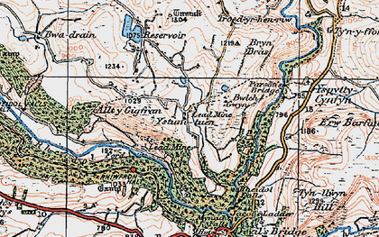 Old map of Afon Rheidol in 1922
