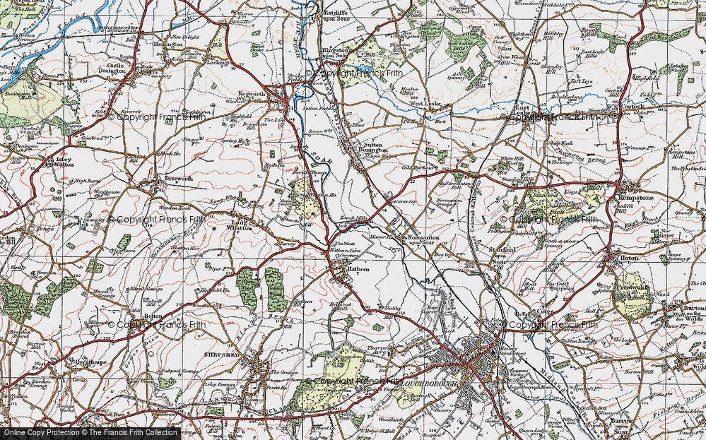 Old Map of Historic Map covering Whatton Ho in 1921