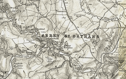 Old map of Abbey St Bathans in 1901-1904