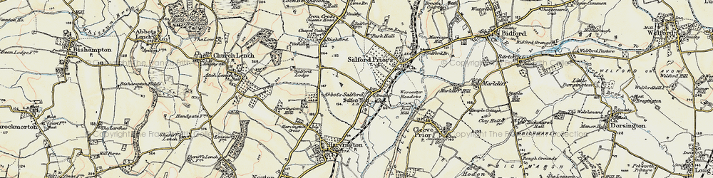 Old map of Abbot's Salford in 1899-1901