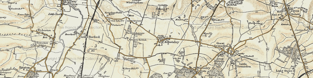 Old map of Abbotsley in 1898-1901