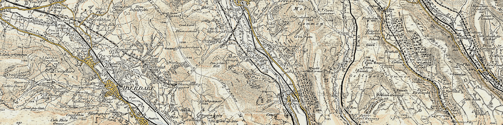 Old map of Abercanaid in 1899-1900