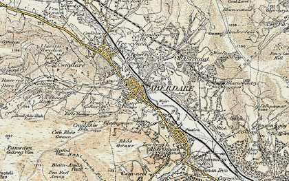 Old map of Aberdare in 1899-1900