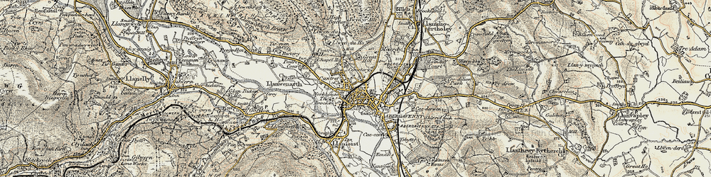 Old map of Abergavenny/Y Fenni in 1899-1900