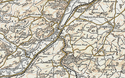 Old map of Abermule/Aber-miwl in 1902-1903