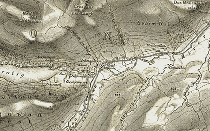 Old map of Achnasheen/Achadh na Sine in 1908-1912