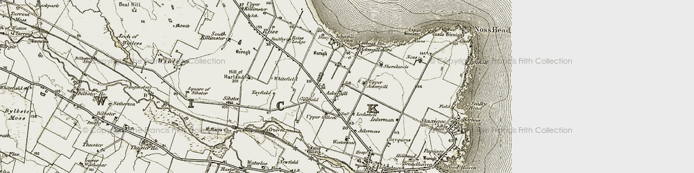 Old map of Ackergill in 1912