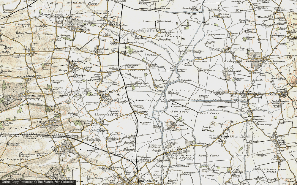 Old Map of Historic Map covering Aike Grange Stud in 1903-1908