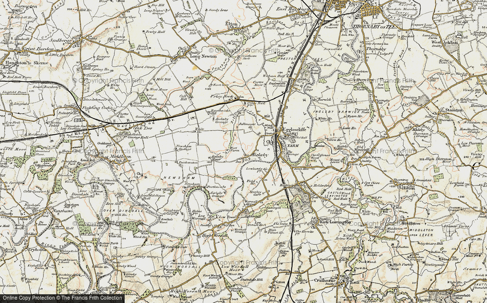 Old Map of Historic Map covering Aislaby Grange in 1903-1904
