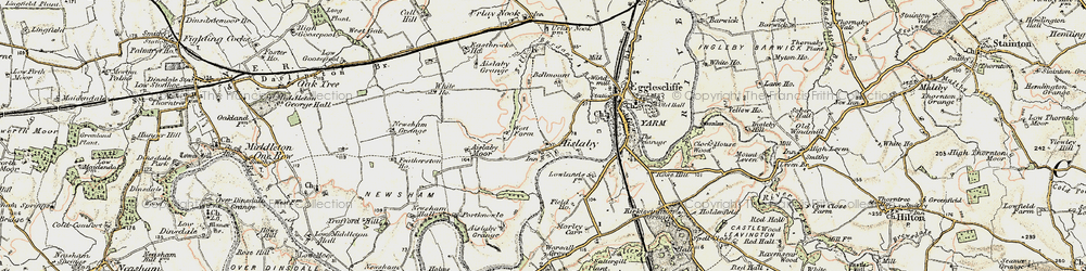 Old map of Aislaby Grange in 1903-1904