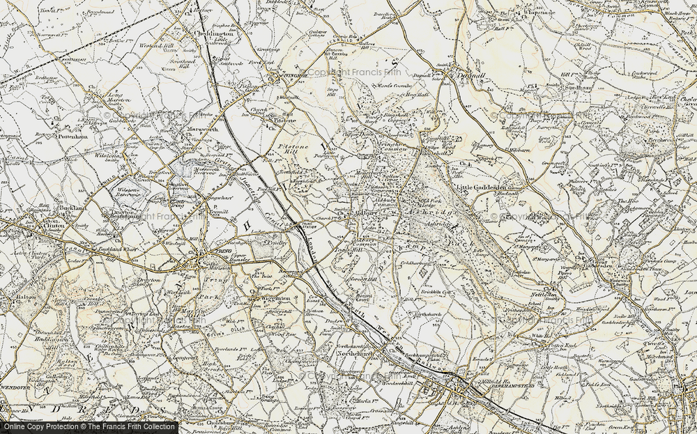 Old Map of Historic Map covering Aldbury Common in 1898