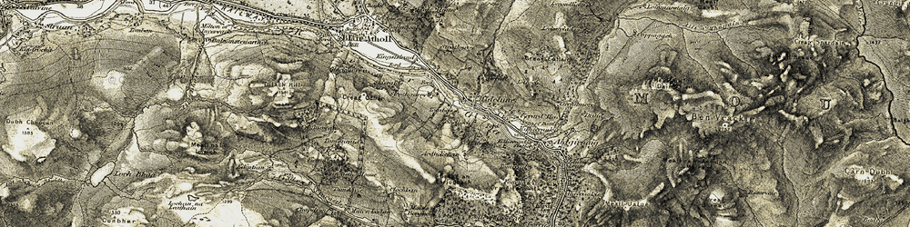 Old map of Bonskeid Ho in 1907-1908