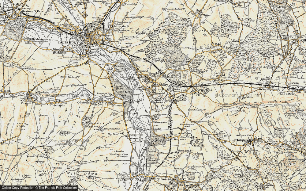 Old Map of Historic Map covering Alderbury Ho in 1897-1898