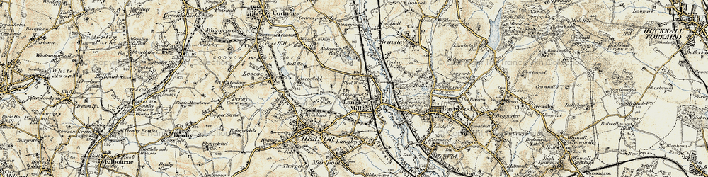 Old map of Aldercar in 1902