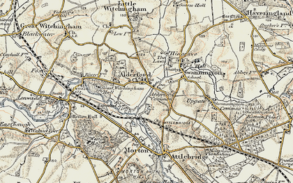 Old map of Alderford Common in 1901-1902