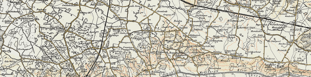 Old map of Aldington Frith in 1897-1898
