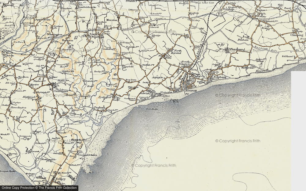 Old Map of Historic Map covering Bognor Rocks in 1897-1899