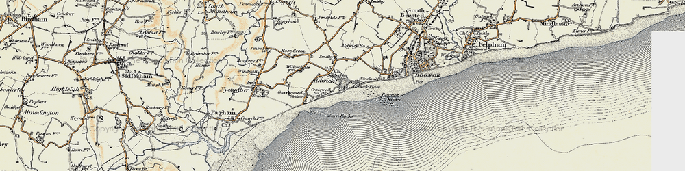Old map of Bognor Rocks in 1897-1899
