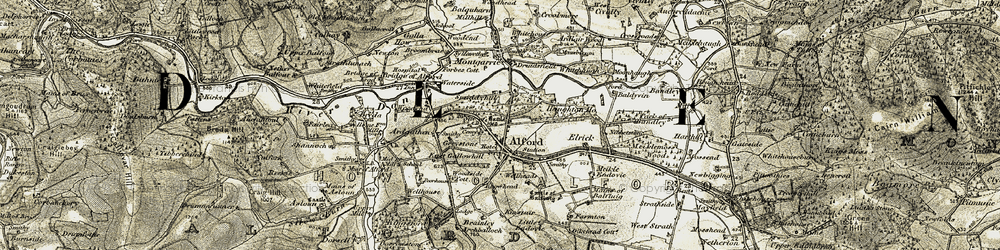 Old map of Alford in 1908-1910