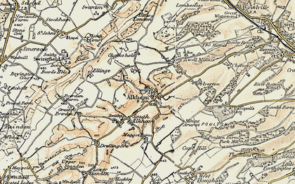 Old map of Alkham in 1898-1899