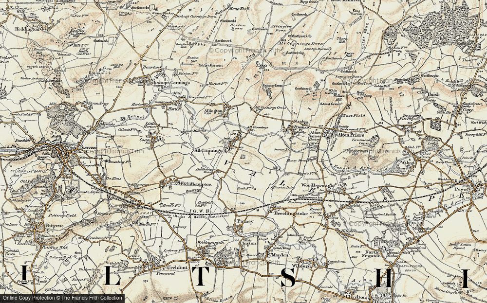 Old Map of Historic Map covering All Cannings Br in 1898-1899