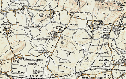 Old map of All Cannings in 1898-1899