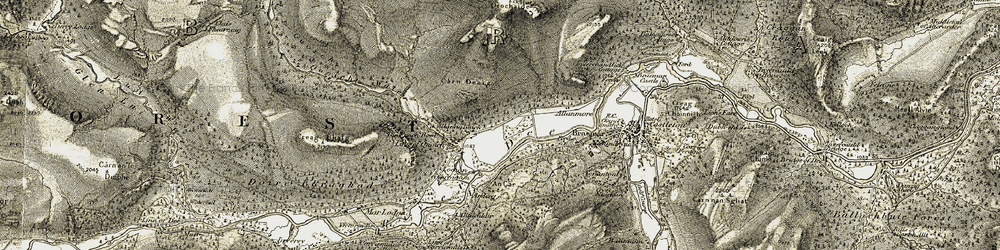 Old map of Allt an t-Slugain in 1908