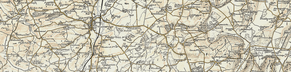 Old map of Aller in 1898-1900