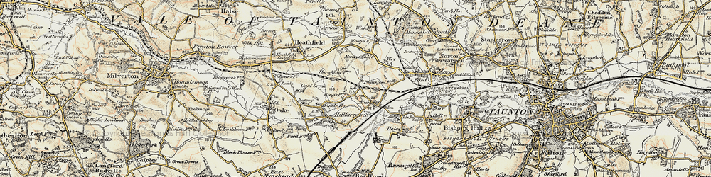 Old map of Allerford in 1898-1900