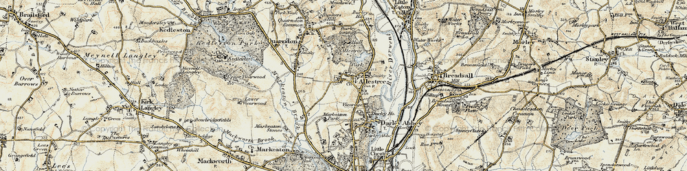 Old map of Allestree in 1902-1903