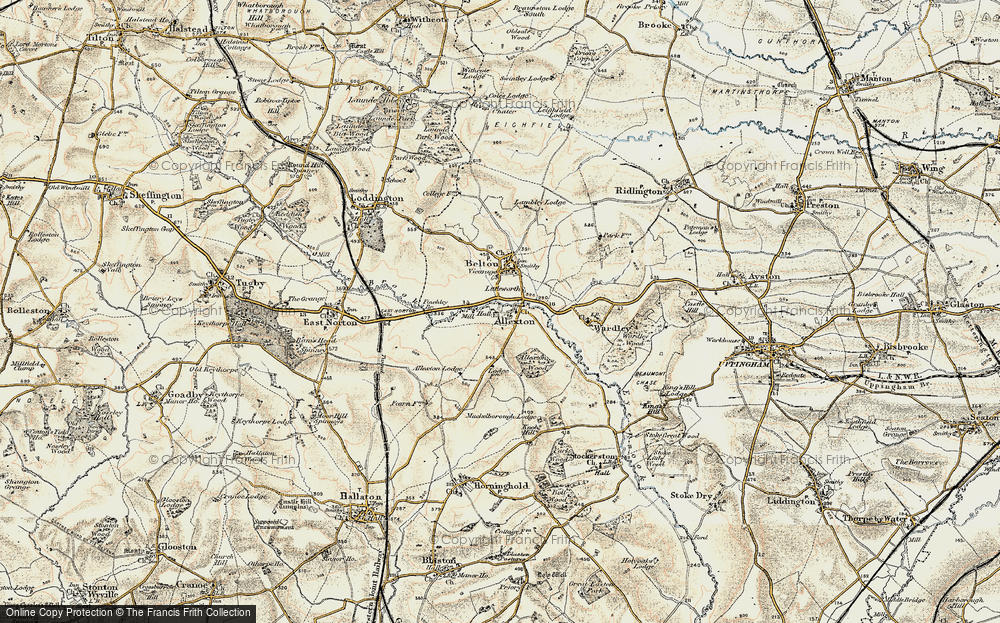 Old Map of Historic Map covering Allexton Lodge in 1901-1903