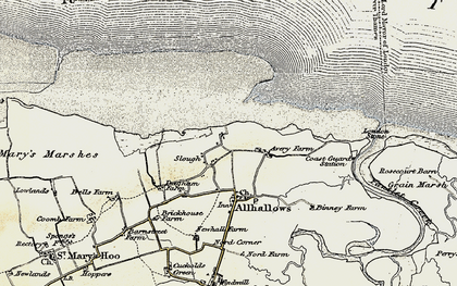 Old map of Allhallows-on-Sea in 1897-1898
