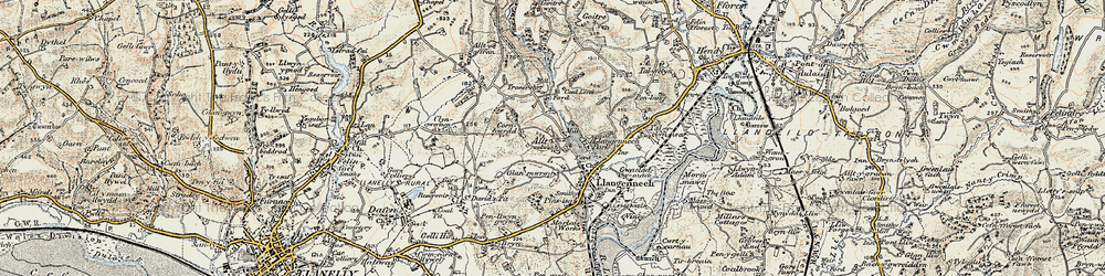 Old map of Allt-y-frân Fawr in 1900-1901