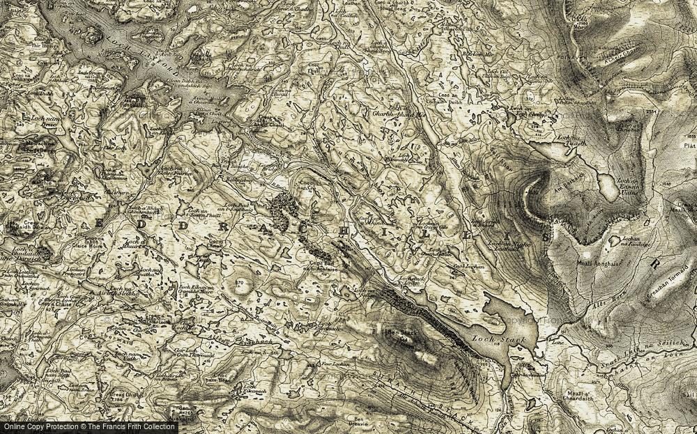 Old Map of Historic Map covering Bad Lònanach in 1910