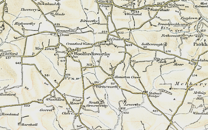 Old map of Alminstone Cross in 1900