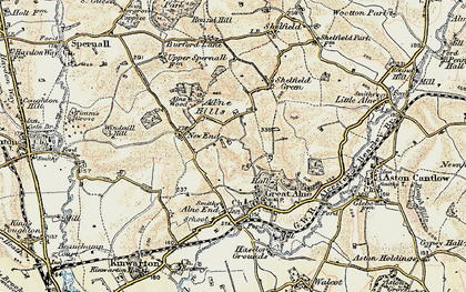 Old map of Alne Hills in 1899-1902