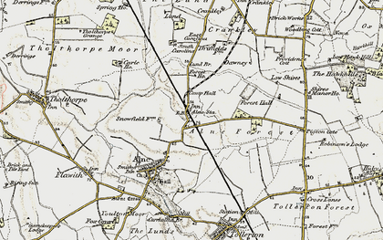 Old map of Alne Forest in 1903-1904