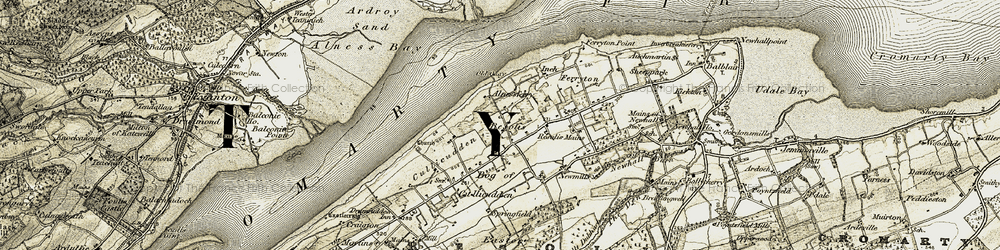 Old map of Alnessferry in 1911-1912