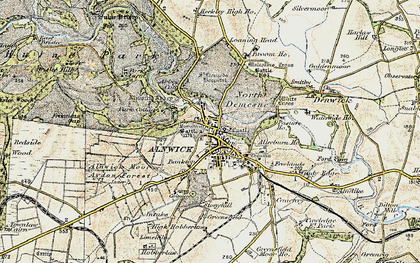Old map of Alnwick in 1901-1903