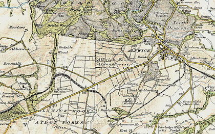 Old map of Alnwick Moor in 1901-1903