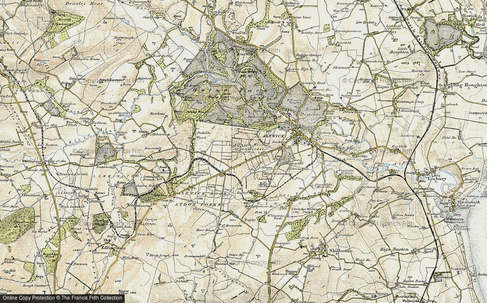 Old Map of Alnwick Moor or Aydon Forest (Inner), 1901-1903 in 1901-1903