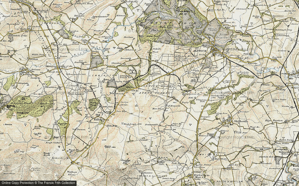 Old Map of Alnwick Moor or Aydon Forest (Outer), 1901-1903 in 1901-1903