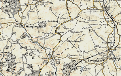Old map of Alpheton in 1899-1901
