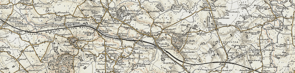 Old map of Alpraham in 1902-1903